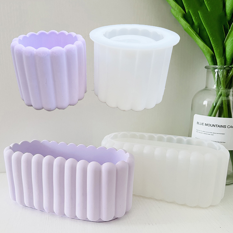 Potsticker Mold - البيضاوي الاسمنت الزهرية قالب من السيليكون