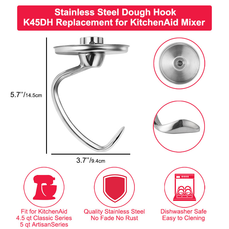 Kitchenaid Mixer Hand Mixer - خطاف عجين من الفولاذ المقاوم للصدأ